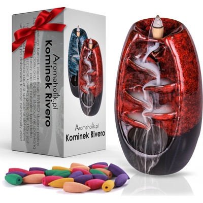 Aromaholik Sada aromatický krb Rivero a 50 ks kuželových kadidel backflow červený – Hledejceny.cz