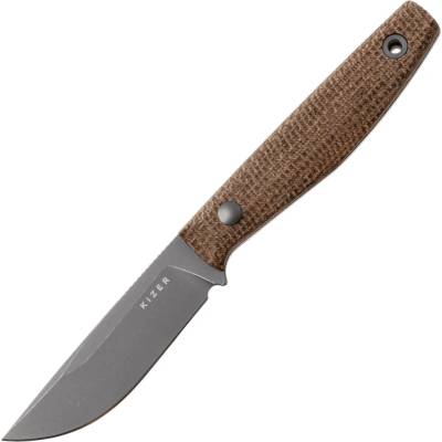 Kizer Dingo AEB-L, Gray PVD&Stonewashed, Micarta 1121A1
