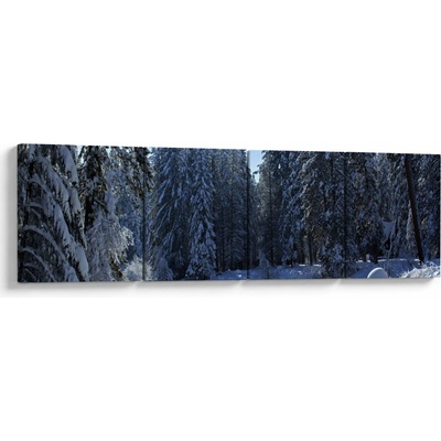 Obraz zasneženého lesa, štvordielne 160x40 cm