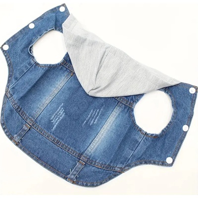 Propínací Džínová Mikina / Vesta pro psy Bavlna Denim Vest with Hood for Dog