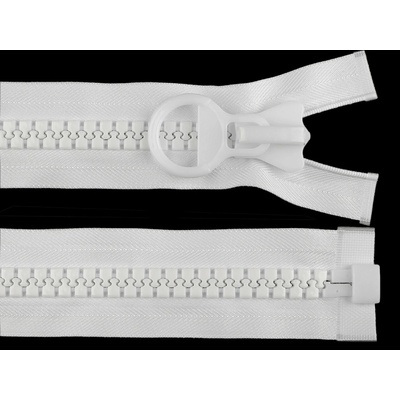 Kostěný zip extra velký No 20 délka 50 cm, 55 cm, střední, 3 (50 cm) bílá
