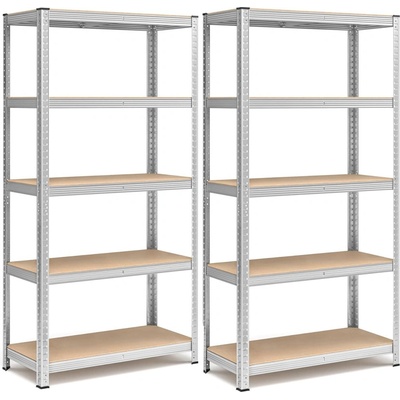 SONGMICS Regál policový 2ks, skladovací, 5polic, 40x90x180cm, stříbrná