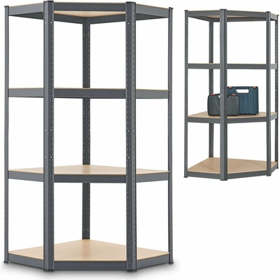 Juskys Rohový úložný regál Corner Easy 160 x 75 x 40-75 cm šedý