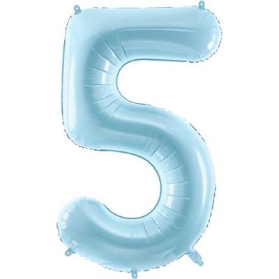 PartyDeco Fóliový balónek narozeninové číslo 5 světlemodrý