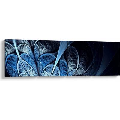 Obraz tmavomodrého kvetu, štvordielne 160x40 cm