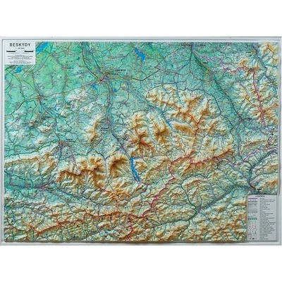 Beskydy - nástěnná plastická mapa 1:66 666 Varianta: bez rámu, Provedení: plastická mapa