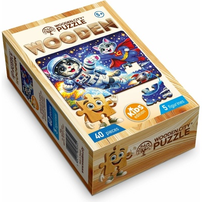 WOODEN CITY Dřevěné Super kočky ve vesmíru 40 dílků