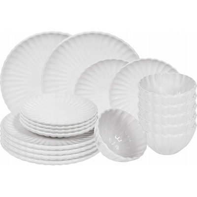 HIT Jedálenská sada tanierov porcelánová PEARL biela 18 ks