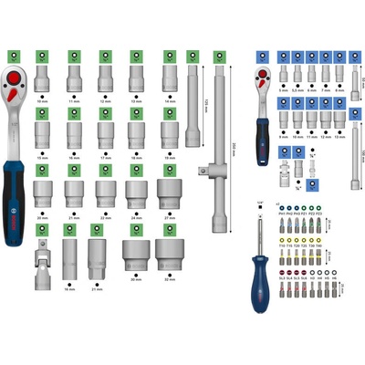 BOSCH Sada ráčnová 1/4“ + 1/2", 80 ks - 1600A03AD0