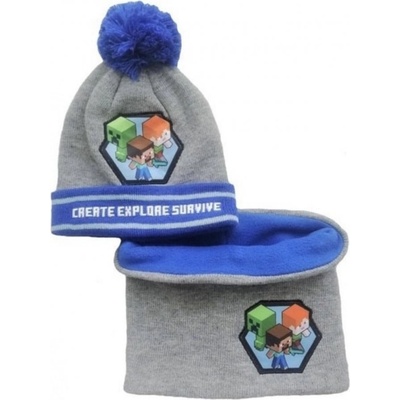 Minecraft zimní čepice a nákrčník Create Explore Survive