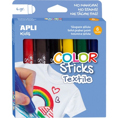 Apli Color Sticks temperové barvy na textil mix barev 6 x 6 g