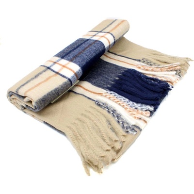 Krumlovanka šál Cashmere Sensation P-72642-BG béžovo-modrý