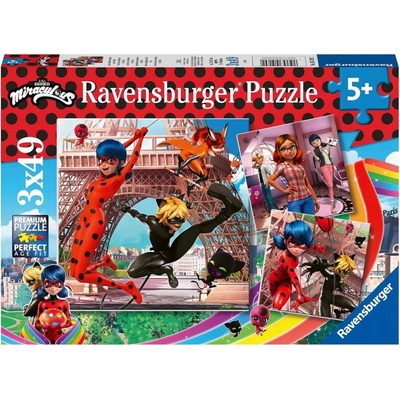 RAVENSBURGER Kouzelná Beruška a Černý Kocour 3x49 dílků
