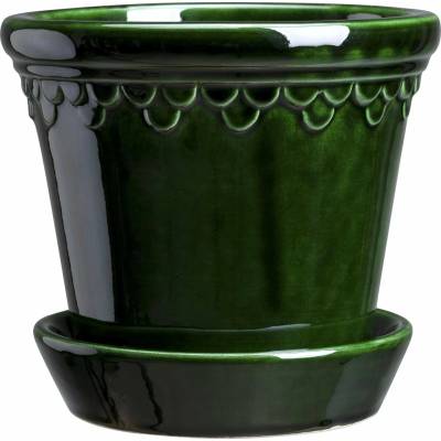 Bergs Potter KCG14S Malý květináč Københavner s podstavcem s glazurou 14 cm zelený
