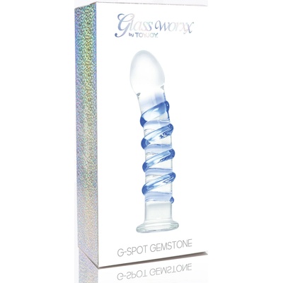 ToyJoy Glass Worxx G-Spot Gemstone štrukturované sklenené dildo 17 x 2,8–3,6 cm