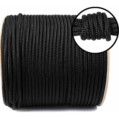 POLYPROPYLENOVÉ LANO PLETENÉ Černé Silné 8mm 30M