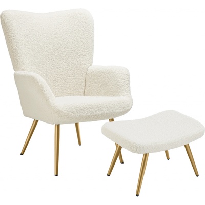 tectake 405596 Hygge bez ky bouclé krémová / zlatá