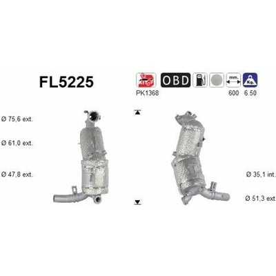 Filter sadzí pevných častíc výfukového systému AS FL5225