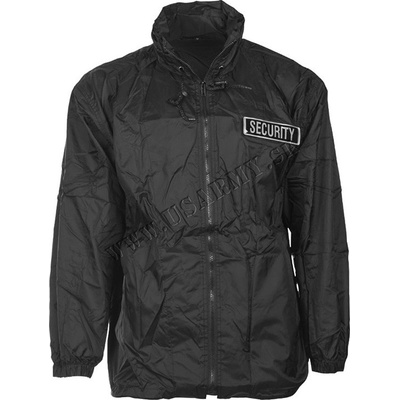 WINDBREAKER S ODNÍMATEĽNÝM REFLEXNÝM LOGOM SECURITY A SKRYTOU kapucňou V GOLIERI čierna