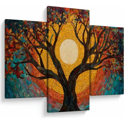 Obraz - Slnko v korune stromu života, trojdielne 90x60 cm