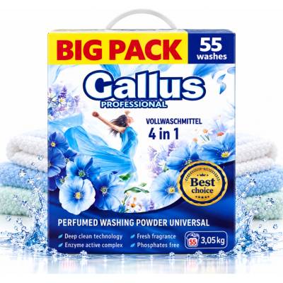 Gallus Professional 4v1 Universal prací prášek bílého a barevného prádla 55 PD