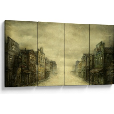 Obraz westernového mestečka, štvordielne 160x80 cm