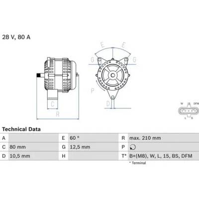 BOSCH Alternátor BO 0986048100