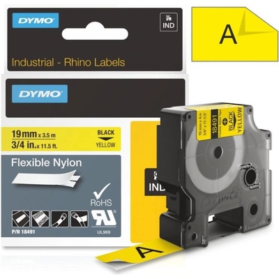 Páska Dymo Rhino nylon, 19mm (18491) žlutá, černý tisk, 3,5m