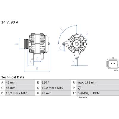Alternátor BOSCH 0 986 048 911 (0986048911)