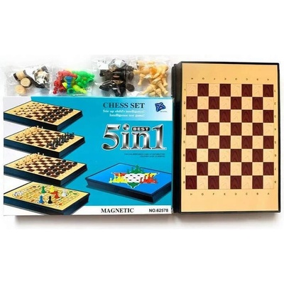 VERK GROUP Magnetický herný set 5v1 – Šach, Dáma, Čínska dáma a ďalšie hry