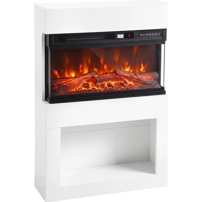 Homcom elektrický nástěnný krb s 3D efektem plamene a římsou 64 cm bílý