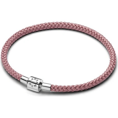 PANDORA růžový šňůrkový náramek se stříbrným zapínáním 594530C01