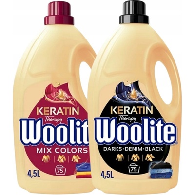 Woolite Keratin prací gel Pro Care a Color mix 2 x 4,5 l
