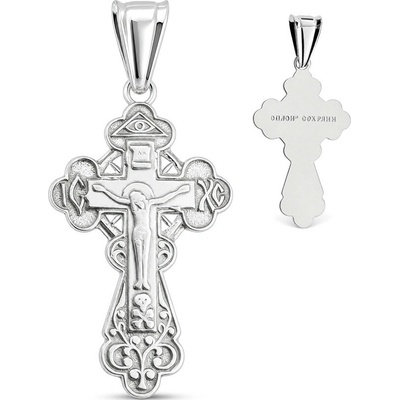 Argento Strieborný prívesok pravoslávny krížik s Kristom Božie oko lebka 86130