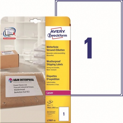 Avery Zweckform 25 listů, A4, bílé L7997-25