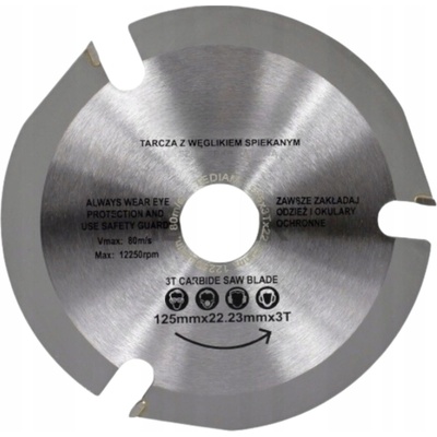 TurboTools Kotúč na drevo 125mm 3T s Widia zubami Pílový kotúč Karbidový rezný kotúč