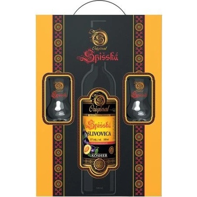 Kosher Familia Spišská Slivovica 52% 0,5 l (darčekové balenie 2 pohare)
