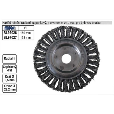 MAGG Kartáč okružní 150, copánkový S 0,50, otvor 22,2mm