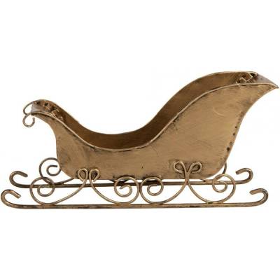 Clayre & Eef Vánoční dekorace zlaté antik kovové sáně - 20*6*9 cm