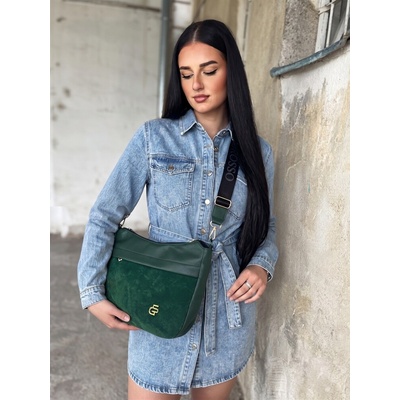 Grosso Zelená crossbody kabelka veľká a praktická