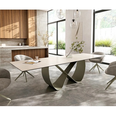 DELIFE Edge 300 x 100 keramika Laminam Travertino Bianco krémově bílá Infinity kov titanová barva