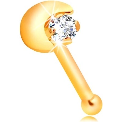 Šperky eshop rovný piercing do nosu ze žlutého zlata srpek měsíce čirý zirkon GG206.10 – Hledejceny.cz