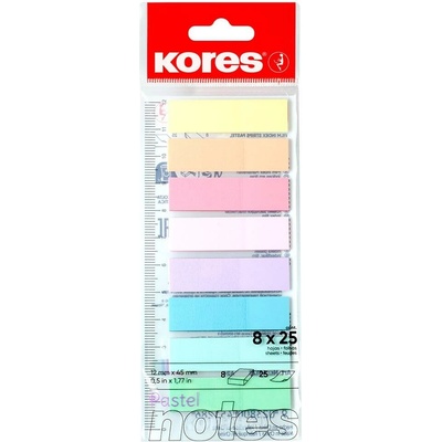 Samolepicí záložky Kores Index Strips - 8 x 25 lístků / pastelové – Hledejceny.cz
