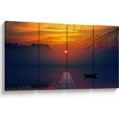 Obraz mostu při západu slunce, Čtyřdílný 160x80 cm