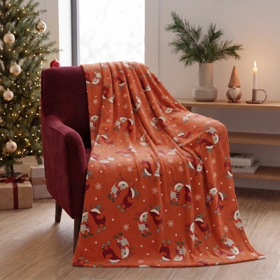 BBK vánoční deka z mikrovlákna Festive Vibes červená 130x170