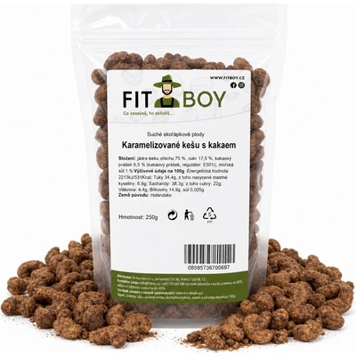 FITBOY Karamelizované kešu s kakaom 250 g