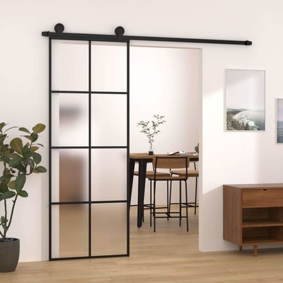 Vidaxl Posuvné dvere s kovaním ESG sklo a hliník 76x205 cm