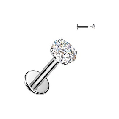 Šperky4U Piercing do brady labreta TITAN Moissanit 0.25ct (4mm) TM042-12064