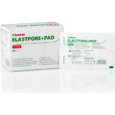 Batist Elastpore+Pad Sterilné krytie na rany 7 x 5 cm 50 náplastí s vankúšikom
