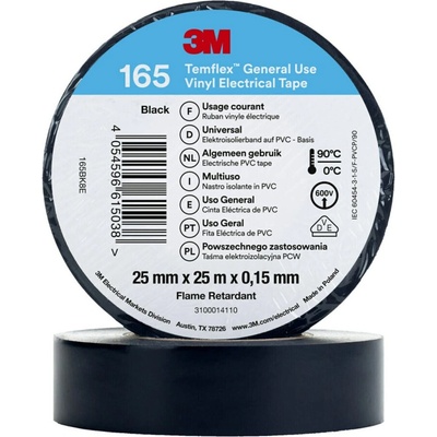 3M Temflex 165 izolačná páska 25 mm x 25 m čierna